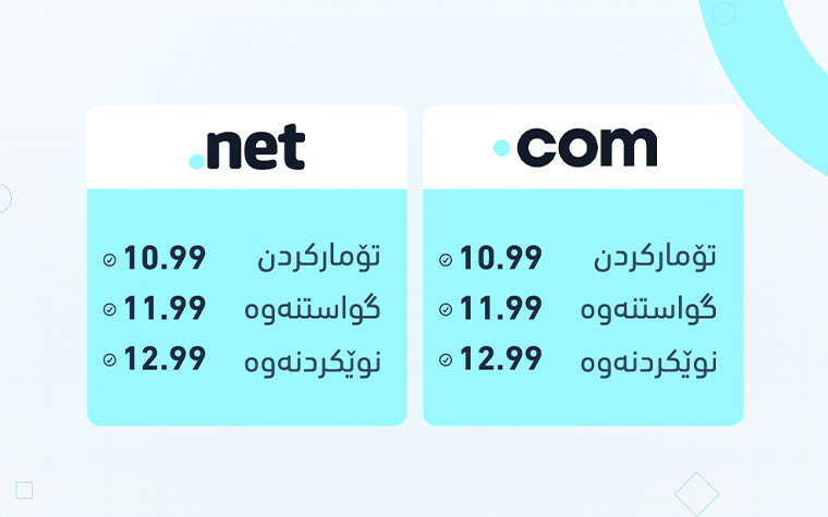 داشکاندنی تایبەت بۆ دۆمەینەکانی .com و .net بۆ ماوەیەکی سنووردار