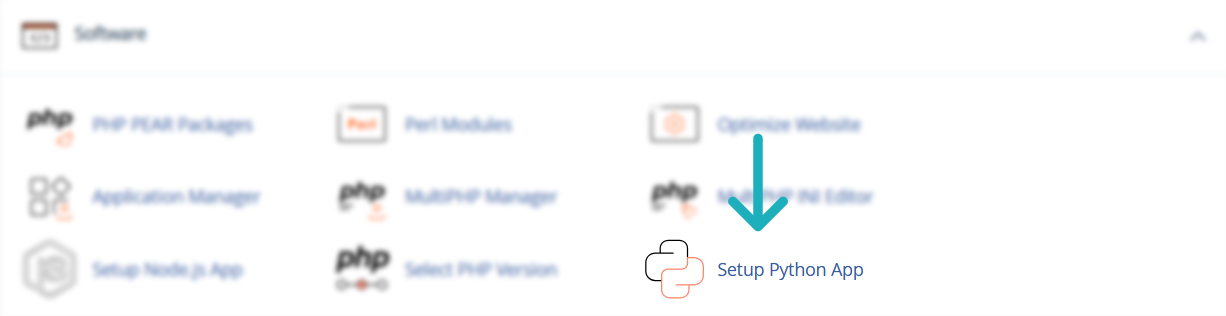 خيار Setup Python App داخل لوحة cPanel
