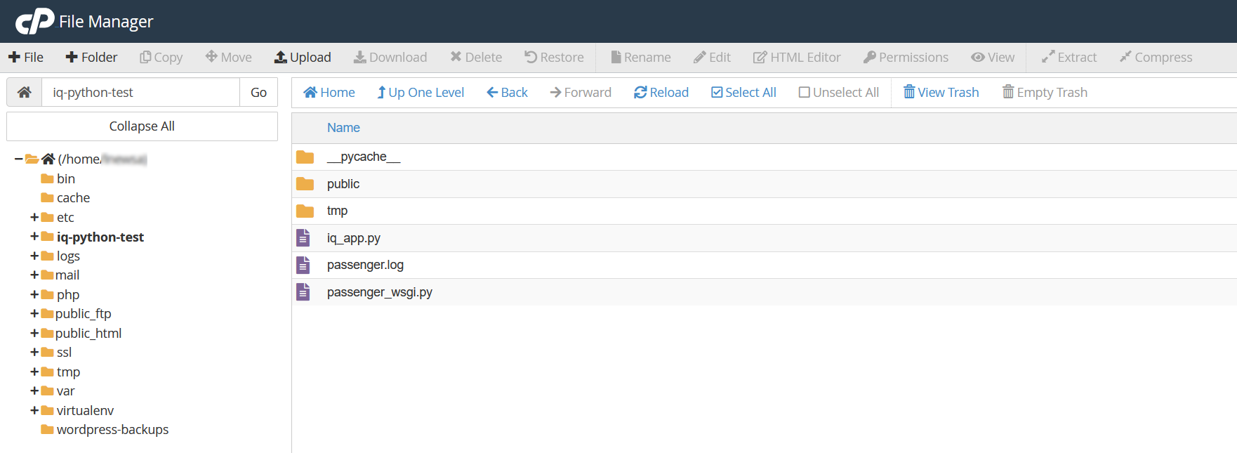 ملفات تطبيق Python داخل مجلد التطبيق في File Manager