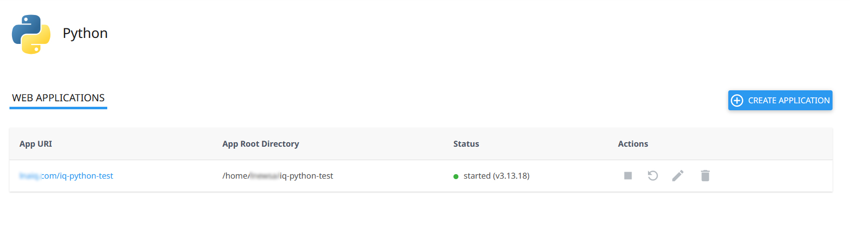 تطبيق Python يعمل بحالة Started في cPanel